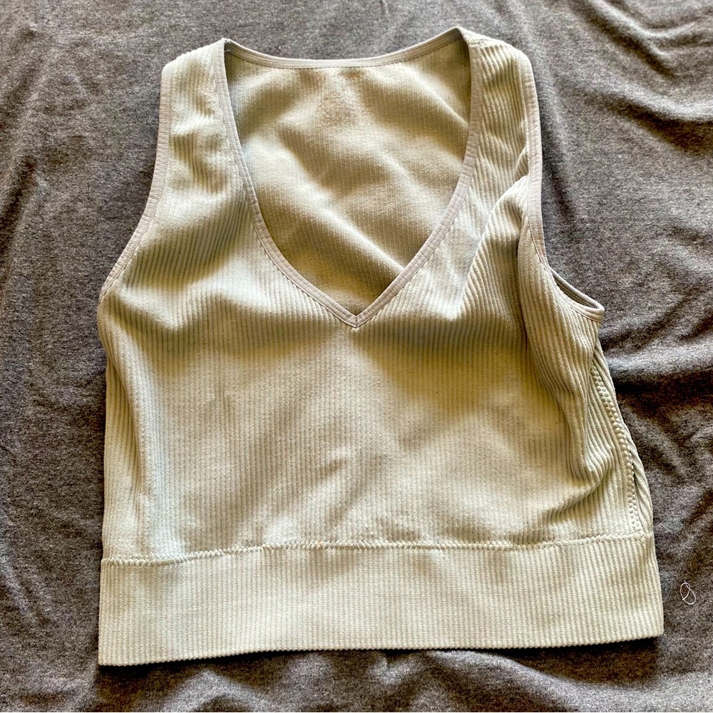 Light Blue Fitted Cropped Tank